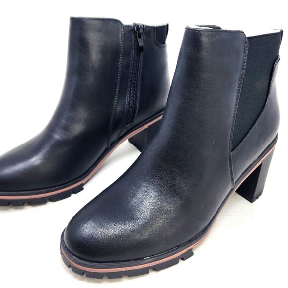 New Platform Lug Sole Ankle Boots Chunky Heel Round Chelsea Winter Boots Size 8 - Picture 2 of 11